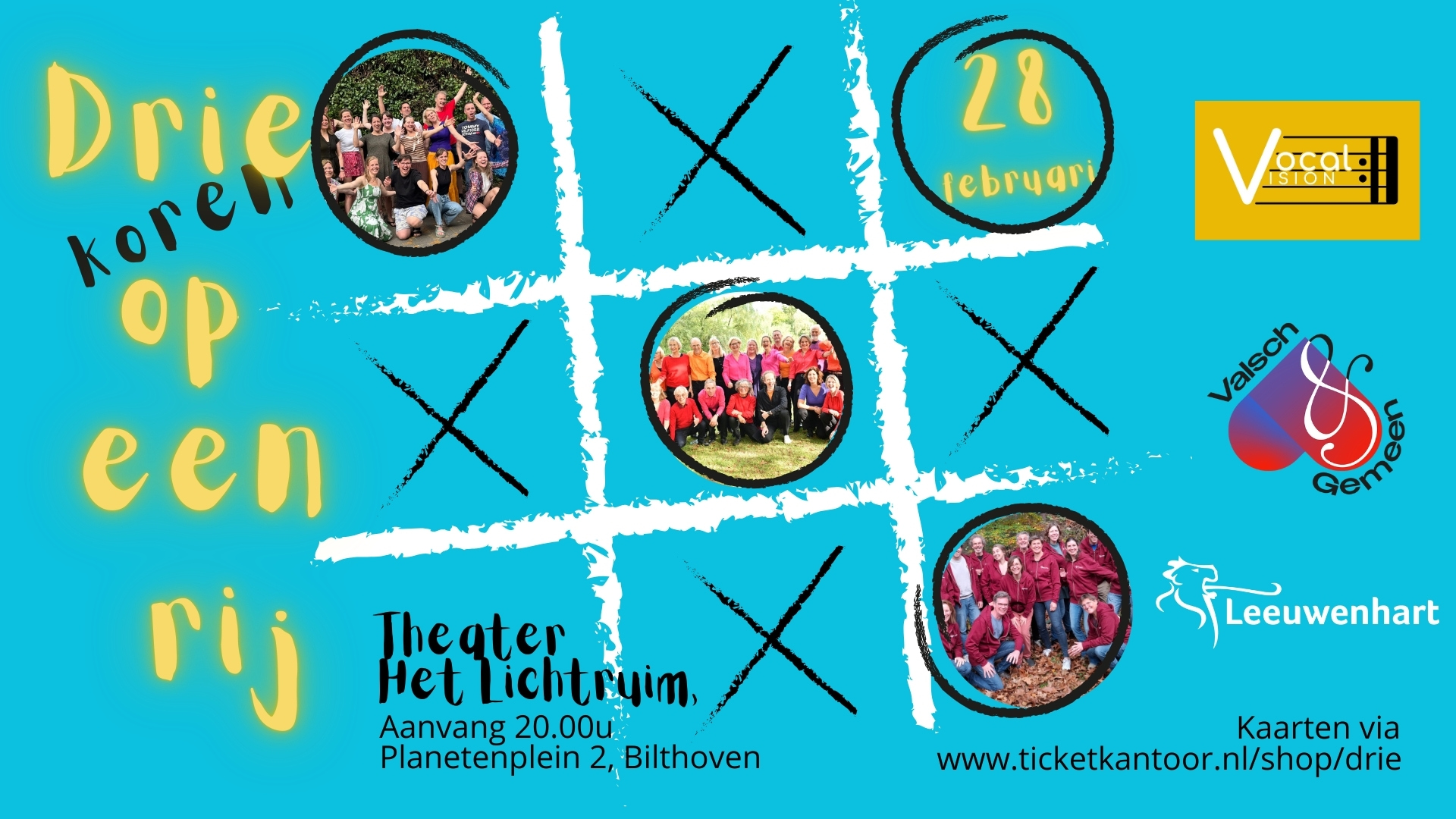 Drie op een rij flyer